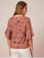 Bell Sleeve Floral Print Top