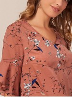 Bell Sleeve Floral Print Top