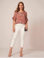 Bell Sleeve Floral Print Top