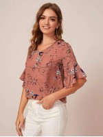 Bell Sleeve Floral Print Top