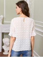 Flounce Sleeve Swiss Dot Top