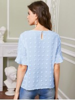 Flounce Sleeve Swiss Dot Top