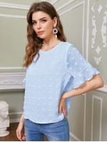 Flounce Sleeve Swiss Dot Top