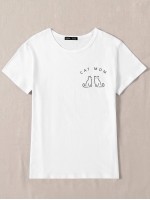 Letter and Cat Print Top