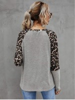 Leopard Print Raglan Sleeve Tee