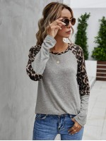 Leopard Print Raglan Sleeve Tee