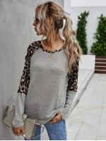 Leopard Print Raglan Sleeve Tee