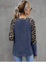 Contrast Leopard Raglan Sleeve Tee