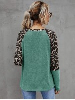 Leopard Print Raglan Sleeve Tee