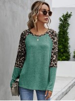 Leopard Print Raglan Sleeve Tee