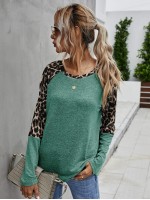 Leopard Print Raglan Sleeve Tee