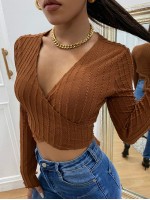 Wrap Tie Back Textured Crop Top