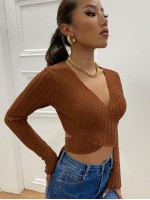 Wrap Tie Back Textured Crop Top