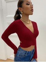 Wrap Tie Back Textured Crop Top