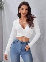 Wrap Tie Back Textured Crop Top