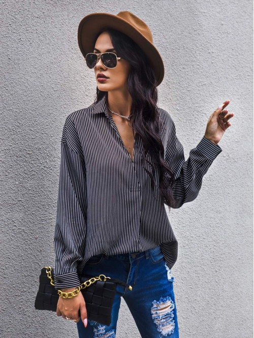 Striped Drop Shoulder Blouse