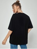 Chinese Letter Graphic Oversized Tee