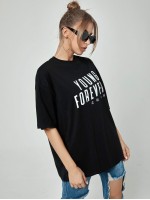 Chinese Letter Graphic Oversized Tee