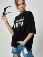 Chinese Letter Graphic Oversized Tee