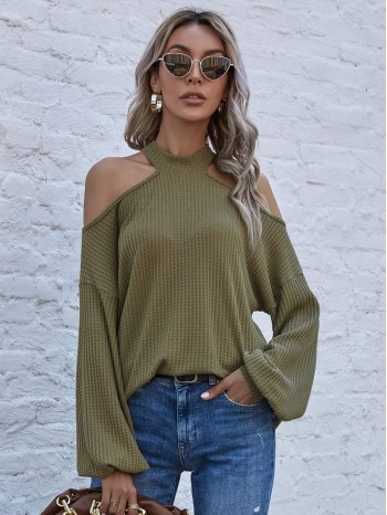 Solid Cut Out Shoulder Tee