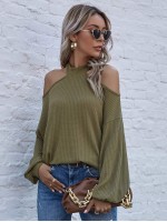 Solid Cut Out Shoulder Tee