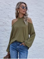 Solid Cut Out Shoulder Tee