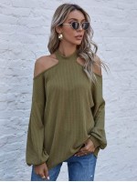 Solid Cut Out Shoulder Tee