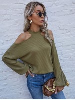 Solid Cut Out Shoulder Tee