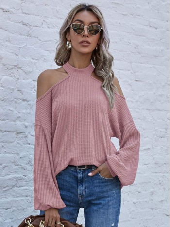 Cold Shoulder Waffle Knit Tee