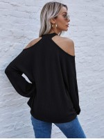 Cold Shoulder Waffle Knit Tee