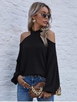 Cold Shoulder Waffle Knit Tee