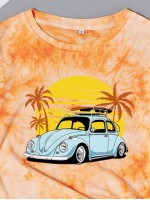 Tie Dye Car Print Tee