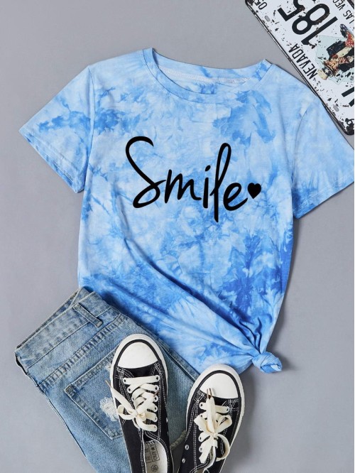 Tie Dye Tropical Print Tee