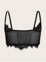 Floral Eyelash Lace Mesh Bralette Top