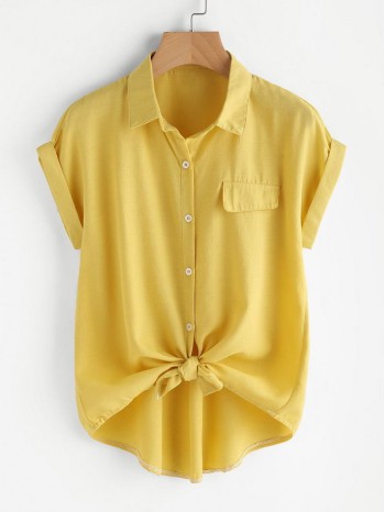 Knotted Self-Tie Button-Front Shirt