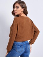 Drop Shoulder Waffle Knit Crop Tee