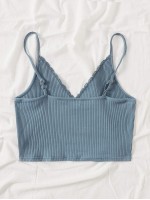 Lace Trim Rib-knit Cami Top