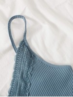 Lace Trim Rib-knit Cami Top