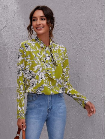 Tie Front Floral Print Top