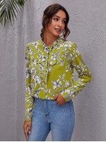 Tie Front Floral Print Top