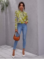 Tie Front Floral Print Top