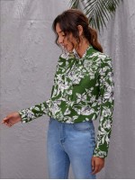 Tie Neck Floral Print Top