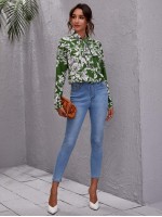 Tie Neck Floral Print Top