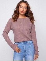 Raglan Sleeve Split Hem Waffle Knit Tee