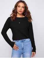 Raglan Sleeve Split Hem Waffle Knit Tee