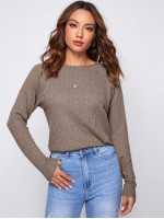 Raglan Sleeve Split Hem Waffle Knit Tee