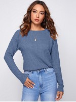 Raglan Sleeve Split Hem Waffle Knit Tee