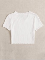 Lettuce Trim Rib-knit Solid Tee