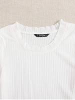 Lettuce Trim Rib-knit Solid Tee