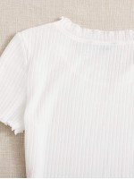 Lettuce Trim Rib-knit Solid Tee